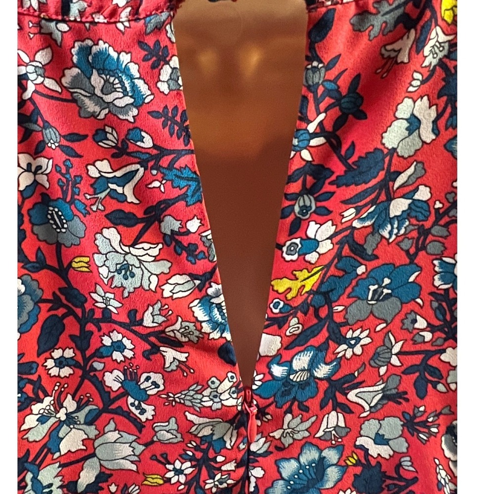LOFT Outlet Dress Coral Multi Floral Halter Neck Tie Back Garden Party L Keyhole - Picture 5 of 8
